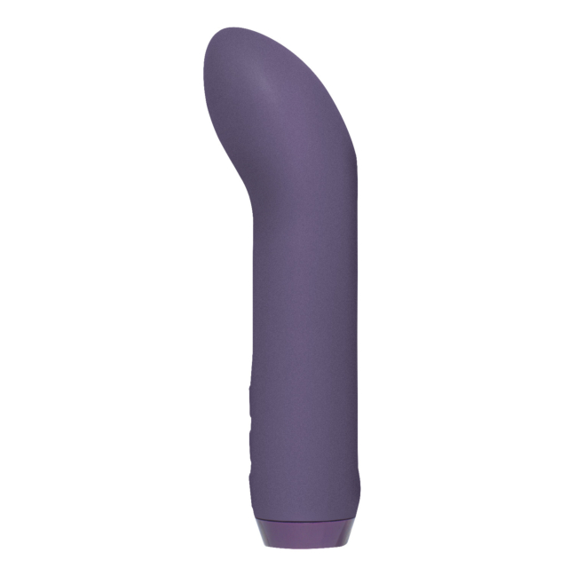 El vibrador bala G-Spot se encuentra en posición vertical sobre un fondo blanco, presentando un diseño curvo de color morado para una estimulación precisa y múltiples modos de vibración para una experiencia personalizada.