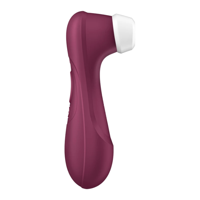 Satisfyer Pro 2 Generación 3 granate con punta blanca, sobre fondo blanco liso.